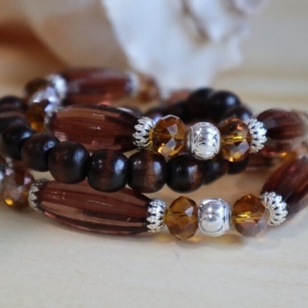 Bundle of Stretch Brown Bracelets - Picture 3 of 6